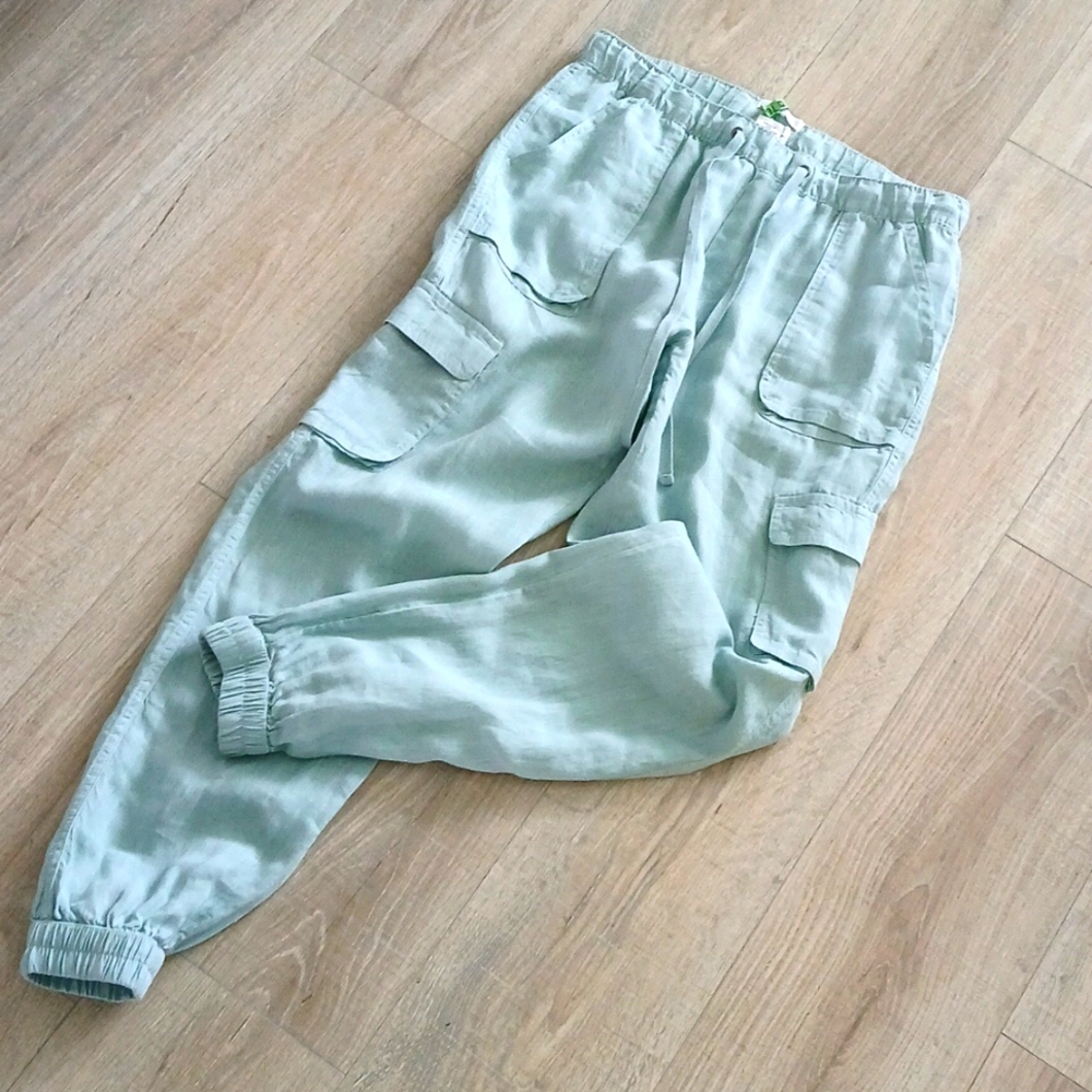 Nicole Miller linen jogger camo pants M